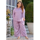 PrettyPlus by Desinoor.com Lavender Solid Palazzo Top Set - None