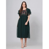 JC4U Crepe Embroidered Midi Womens Fit & Flare Dress - Green ( Pack of 1 ) - None