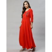 JC4U Rayon Red A- line Dress - Single - M