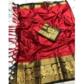 Stylish Multicolored Cotton Silk Saree with Blouse piece-Red