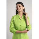 MAUKA - Green Rayon Women''s Front Slit Kurti ( Pack of 1 ) - None