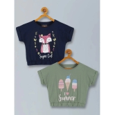 PLUM TREE Green 100% Cotton Girls Top ( Pack of 2 ) - None