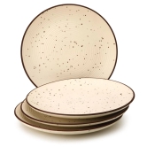 Handcrafted Stoneware Ceramic Dinner Plates, 4 Pieces Serving for 4, Microwave and Dishwasher Safe, Bone-ash Free, Full Plate Set Crockery for Dining and Gifting, Beige