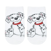 Balenzia x Disney Character Cushioned Ankle socks for women-101 Dalmations (Pack of 1 Pair/1U)-White-Stretchable from 19 cm to 30 cm / 1 N / White