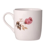 Clay Craft Ceramic Floral 200 ML Coffee & Tea Mugs | Microwave Safe | White | Set of 6 Pcs