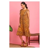 Janasya Poly Georgette Yellow Fit And Flare Dress - - XS