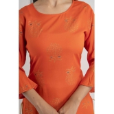 MAUKA - Orange Rayon Women's Straight Kurti ( Pack of 1 ) - None