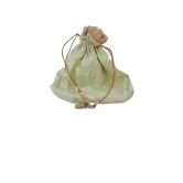 Green and gold brocade drawstring bag