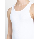 Men's Super Combed Cotton Rib Round Neck Sleeveless Vest with Stay Fresh Properties - White