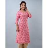 Doriya Rayon Printed 3/4th Sleeves Straight Pink Kurti Single - None