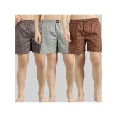 broon Pack of 3 Cotton Mens Boxer- ( Brown,Grey,Dark grey ) Boxer Shorts - None