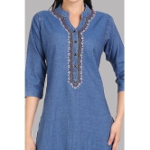 CEFALU - Blue Denim Women''s Straight Kurti ( Pack of 1 ) - None