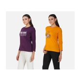 CHOZI - Multi Color Cotton Blend Regular Fit Women's T-Shirt ( Pack of 2 ) - None