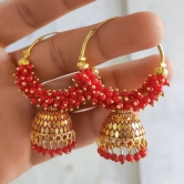 Traditional Ethnic Antique Red Color Oxidized hoop Jhumka Jhumki for Women Alloy Jhumki Earring, Drops & Danglers, Chandbali Earring, Earring Set