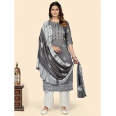 Vbuyz - Grey Chanderi Womens Straight Kurti ( Pack of 1 ) - None