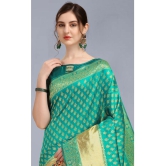 OFLINE SELCTION - Rama Cotton Blend Saree With Blouse Piece ( Pack of 1 ) - Rama