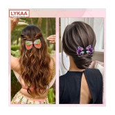 Lykaa Sequin Sparkle Hair Bows Clips Large Big Shiny Glitter Alligator Hair Clips For Women - 2Pcs - Multi