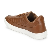 UrbanMark Mens Casual Shoes Faux Leather Sneakers -Tan - None