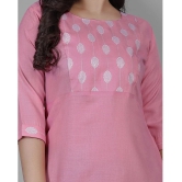 RIAANA Cotton Blend Printed Straight Womens Kurti - Pink ( Pack of 1 ) - None