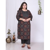 Swasti Cotton Printed Kurti With Palazzo Womens Stitched Salwar Suit - Black ( Pack of 1 ) - None