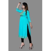 haya fashion - Turquoise Rayon Women's Straight Kurti ( Pack of 1 ) - None