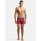 Jockey US60 Men Super Combed Cotton Elastane Solid Trunk - Red Melange - None