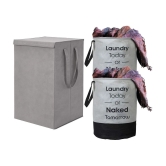 HOMETALES Grey Laundry Bag