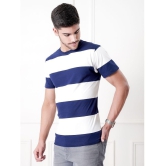 UrbanMark Mens 100% Cotton Regular Fit Round Half Sleeves Horizontal Striped T Shirt -Navy & White - None