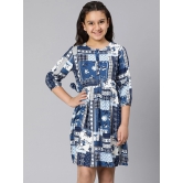 Oxolloxo Girls Blue Crepe A-Line Dress