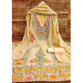 A TO Z CART Unstitched Georgette Embroidered Dress Material - Yellow ( Pack of 1 ) - Yellow