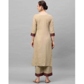 Estela - Beige Straight Cotton Women''s Stitched Salwar Suit ( Pack of 1 ) - None