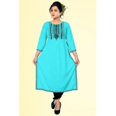 haya fashion - Turquoise Rayon Women's Straight Kurti ( Pack of 1 ) - None