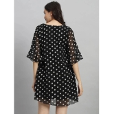 Curvydrobe Georgette Printed Mini Womens A-line Dress - Black ( Pack of 1 ) - None