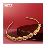 LYKAA Kundan Hair Band Sheeshphool Matha patti Hair Accessories for Women and Girls - 1Pcs (RED) - Red