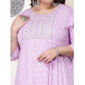 Little More By Stylum Rayon Printed Anarkali Womens Kurti - Lavender ( Pack of 1 ) - None