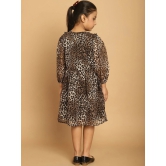 MINI & MING Girls Animal Printed Puff Sleeve Georgette A-Line Dress