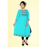 haya fashion - Light Blue Rayon Women's Straight Kurti ( Pack of 1 ) - None