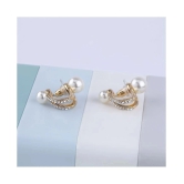 SILVER SHINE Party Wear Charm Pearl Stud Earring For Women Girl - Golden