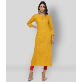 KIPEK - Yellow Rayon Womens Straight Kurti - S