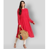 Janasya - Pink Chiffon Womens Front Slit Kurti ( Pack of 1 ) - None