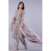 Doriya - Grey Straight Cotton Blend Women's Stitched Salwar Suit ( Pack of 1 ) - None