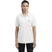 Women Solid Polo Neck Polyester White T-Shirt