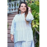 PrettyPlus by Desinoor.com Rayon Striped Straight Womens Kurti - White ( Pack of 1 ) - None