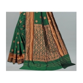 Om Shantam Sarees - Green Banarasi Silk Saree With Blouse Piece ( Pack of 1 ) - Green