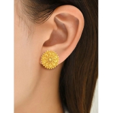 LUV FASHION Golden Stud Earrings ( Pack of 1 ) - Golden