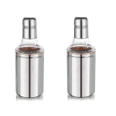 DYNAMIC STORE Dynore Stainless Steel 750 ml Of Oil Dispenser | Oil Dropper | Cooking Oil Bottle Pourers For Home- Set of 2