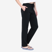 Vami Plain Cotton Rich Relax Lower For  Women - Black L