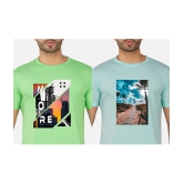 CHOZI Cotton Blend Regular Fit Printed Half Sleeves Men's T-Shirt - Multicolor ( Pack of 2 ) - None