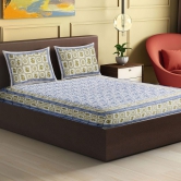 Verli Motif - Block Printed King Size Double Bed Sheet- 225