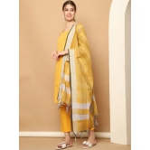 Yellow Dobby Kurta with pallazos dupatta set-L / Yellow